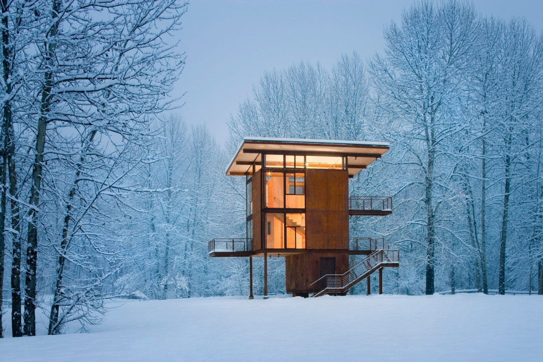 The Delta Shelter is a nigh-indestructible house on stilts designed by Olson Kundig