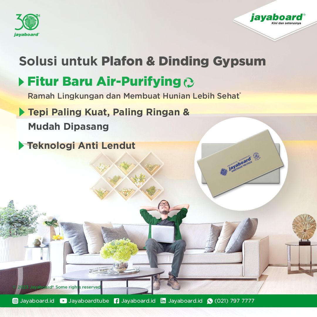 Menuju Indonesia Sehat 2045, Jayaboard® Luncurkan Papan Gypsum Standar dengan Fitur Air-Purifying Pertama di Indonesia