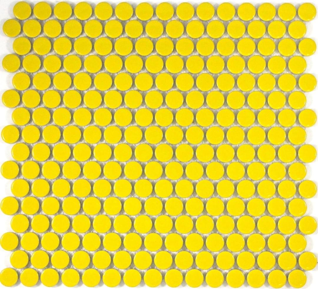 Yellow Penny Round Mosaic from Graystone Tiles & Design Studio