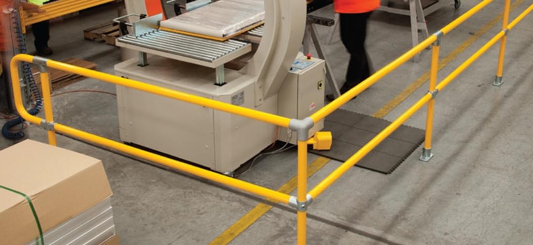 Ezyrail - Corner stanchion w/ Base Fixing Plate - Galvanised Or Yellow from Safety Xpress