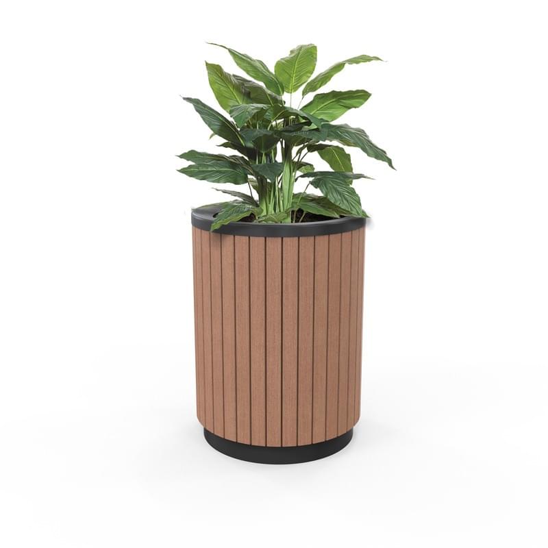 London Planter (Tall) - Mixed Blonde Hardwood (Powder Coated Black) from Astra Street Furniture