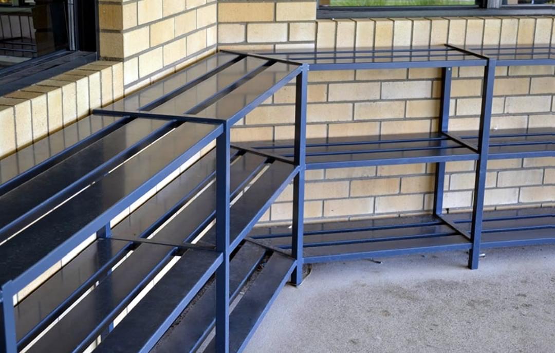Bench Style Bag Rack from Quantum Library Supplies