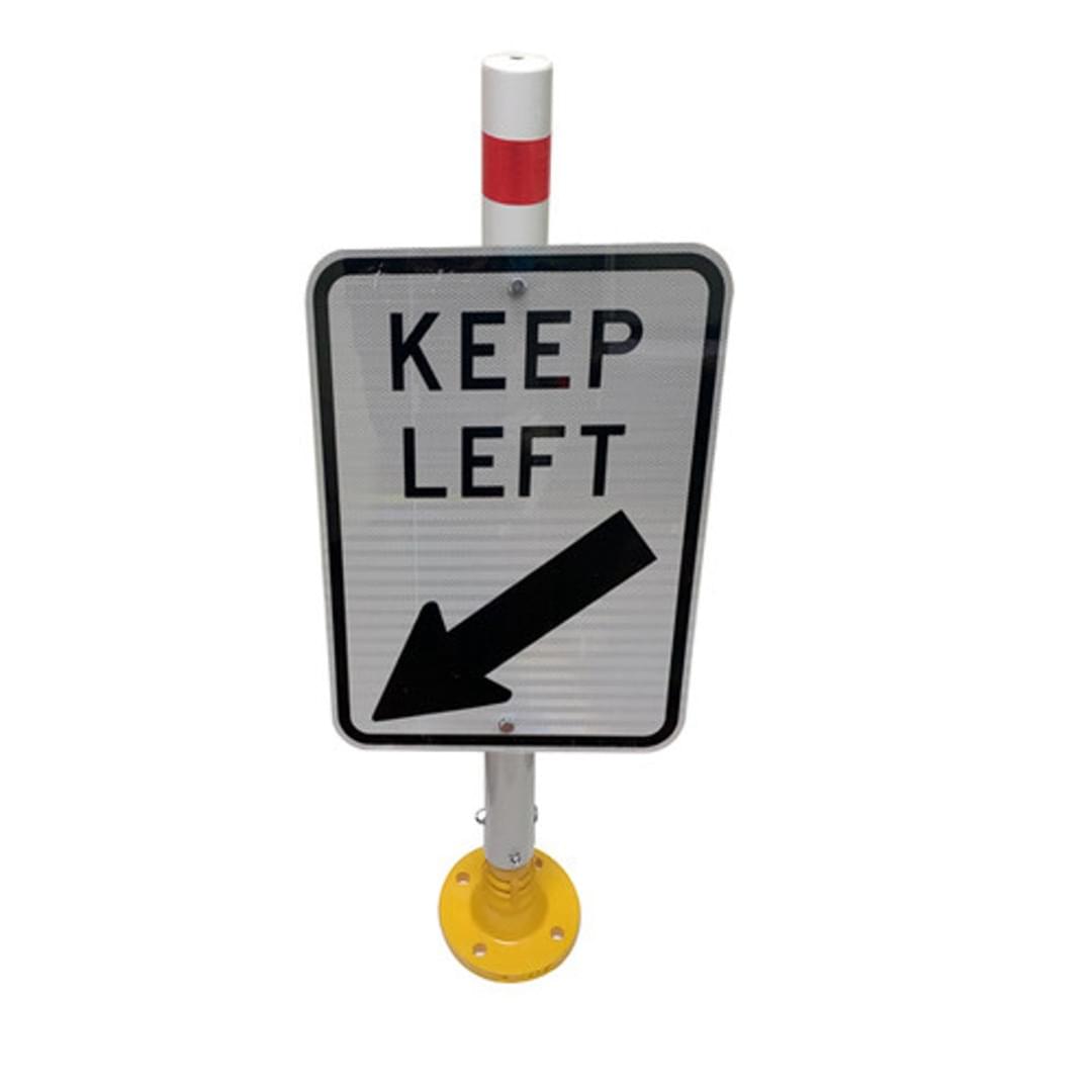 Keep Left Sign Kit with Flexible Sign Post and Brackets from Safety Xpress