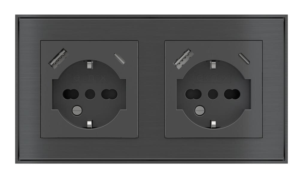 Socket point for 2-fold plate (55x55 mm modules) - IT USB from ATELiER