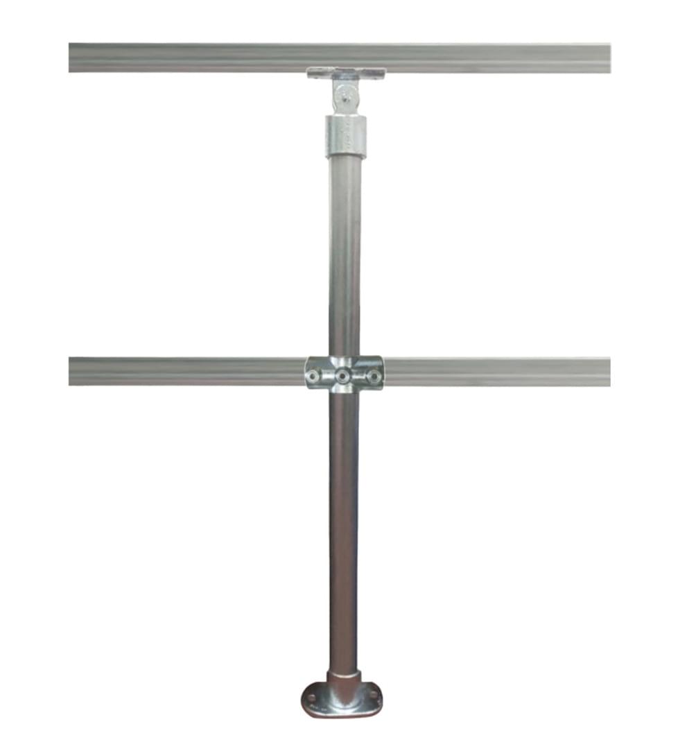 DDA Stanchion - Straight Base Plate w/Mid Rail - Galvanised Or Yellow from Safety Xpress