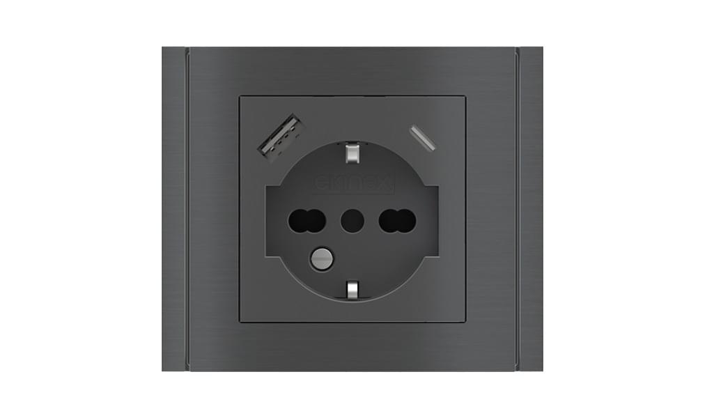Square socket point (55x55 mm module) - IT USB from ATELiER