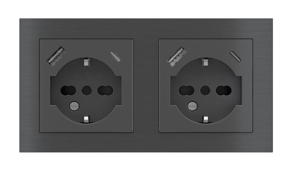 Socket point for 2-fold plate (55x55 mm modules) - IT USB from ATELiER