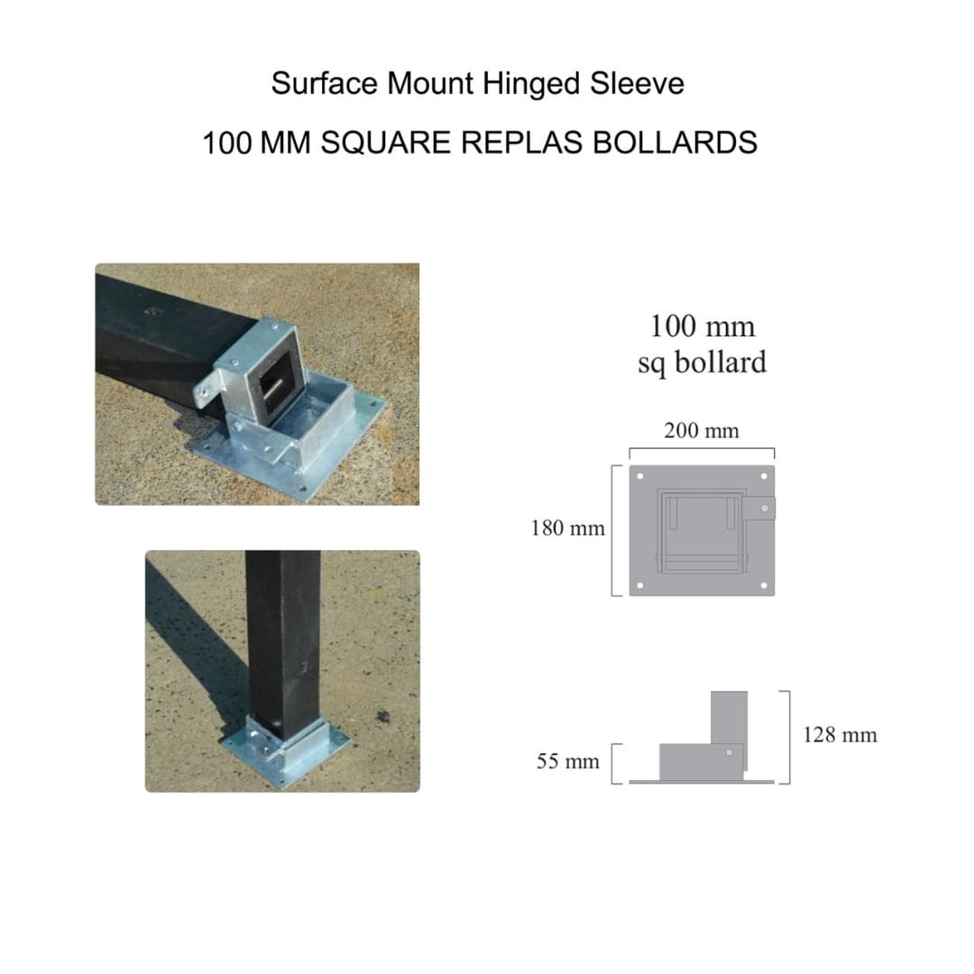 Bollard Surface Mount Hinged Sleeve - Galvanised - Suitable for 100mm REPLAS Bollards from Safety Xpress