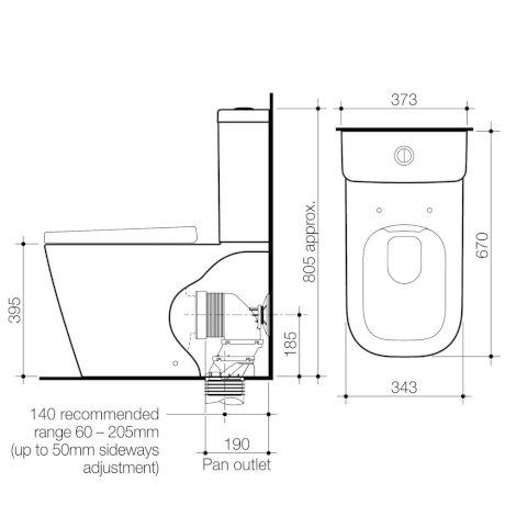 Luna Square Cleanflush® Wall Faced Toilet Suite - 846410W / 846420W from Caroma