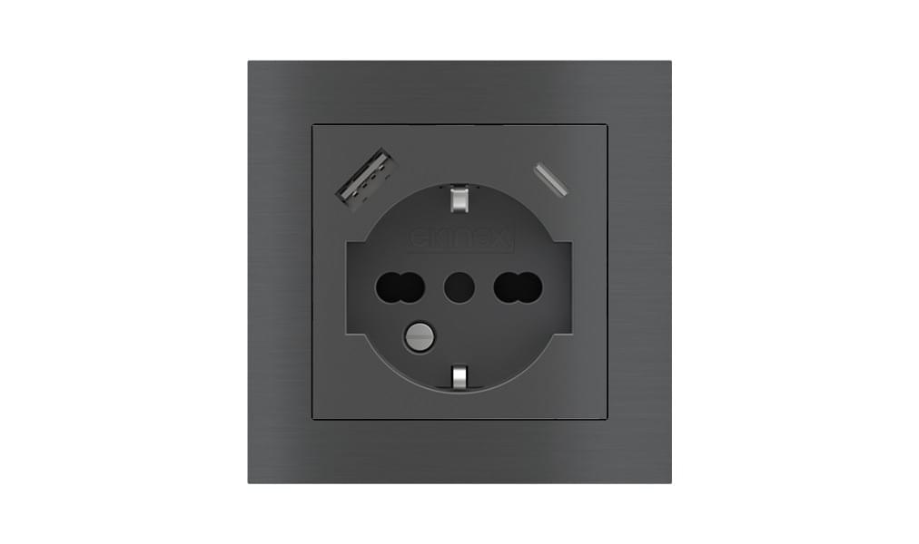 Square socket point (55x55 mm module) - IT USB from ATELiER