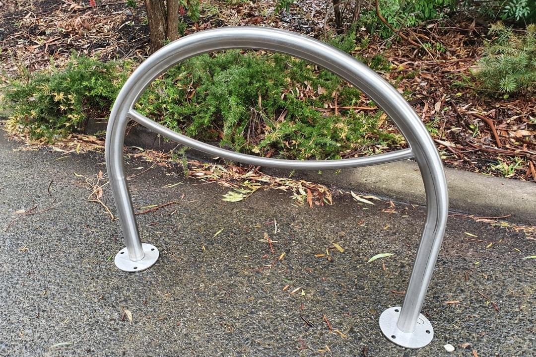 Bike Leaning Rail with Inverted Tube from Commercial Systems Australia