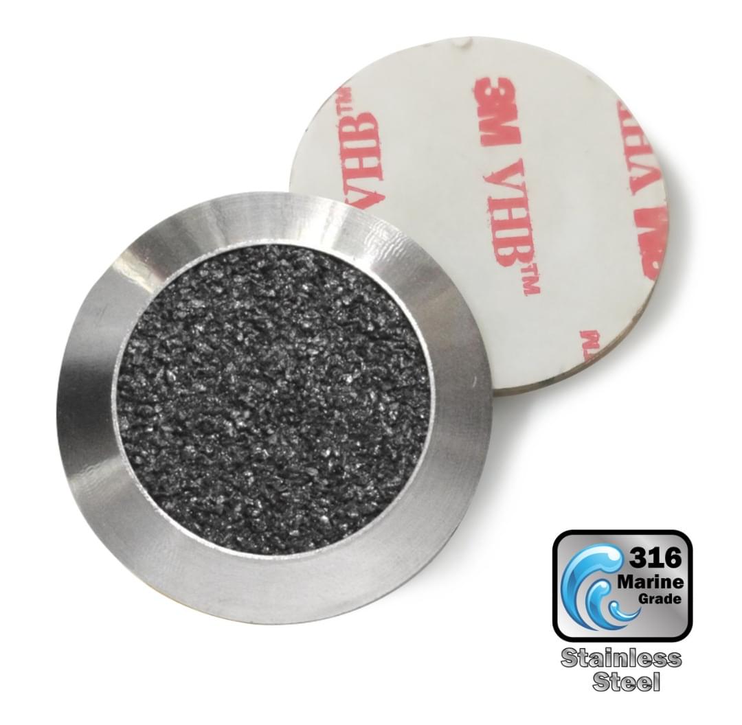 Tactile Indicator Single Studs - TGSI Stainless Steel with Black Carborundum insert (3M Sticky Back) from Safety Xpress