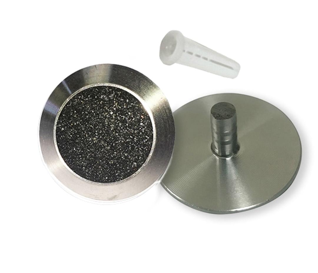 Tactile Indicator Single Studs - TGSI Stainless Steel w/ Black Carborundum insert from Safety Xpress