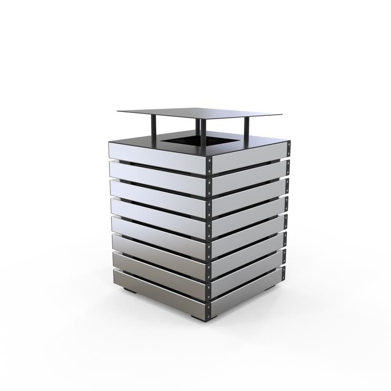 Barcelona Bin - Covered Top - Anodised Aluminium from Astra Street Furniture
