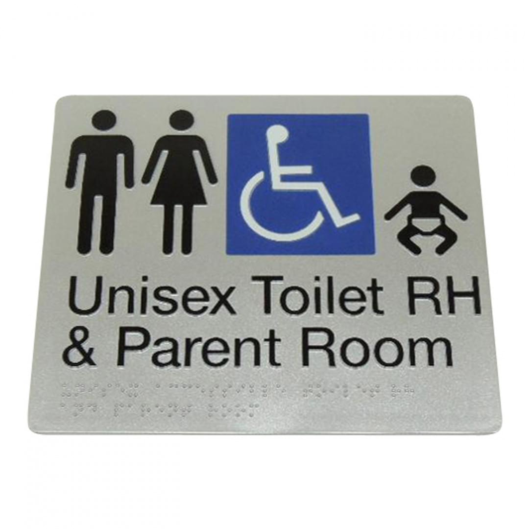 Unisex toilet RH and parent room sign 975-MFDTP-RH-S from Bradley Australia