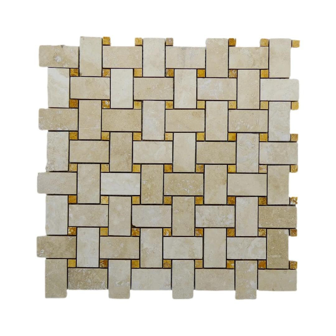 Classic Travertine Basketweave Honed Mosaic from Graystone Tiles & Design Studio