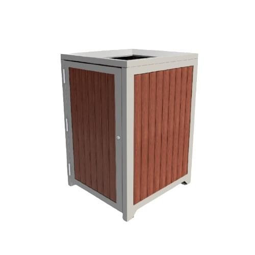 Athens Bin Enclosure - Timber Slat Powder Coated Open Top from Astra Street Furniture