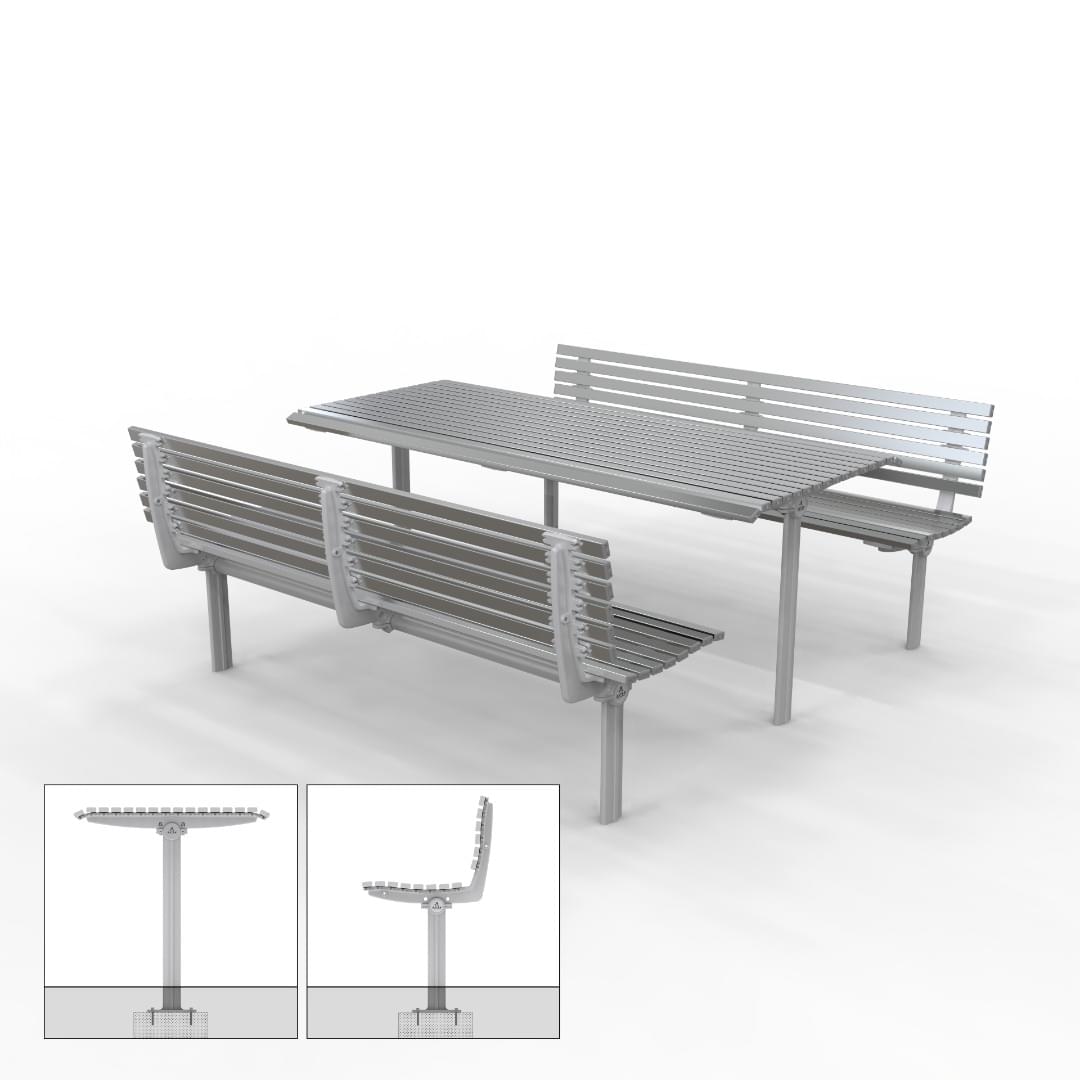 London DDA Setting with Seats - Straight Subsurface Mount Leg from Astra Street Furniture