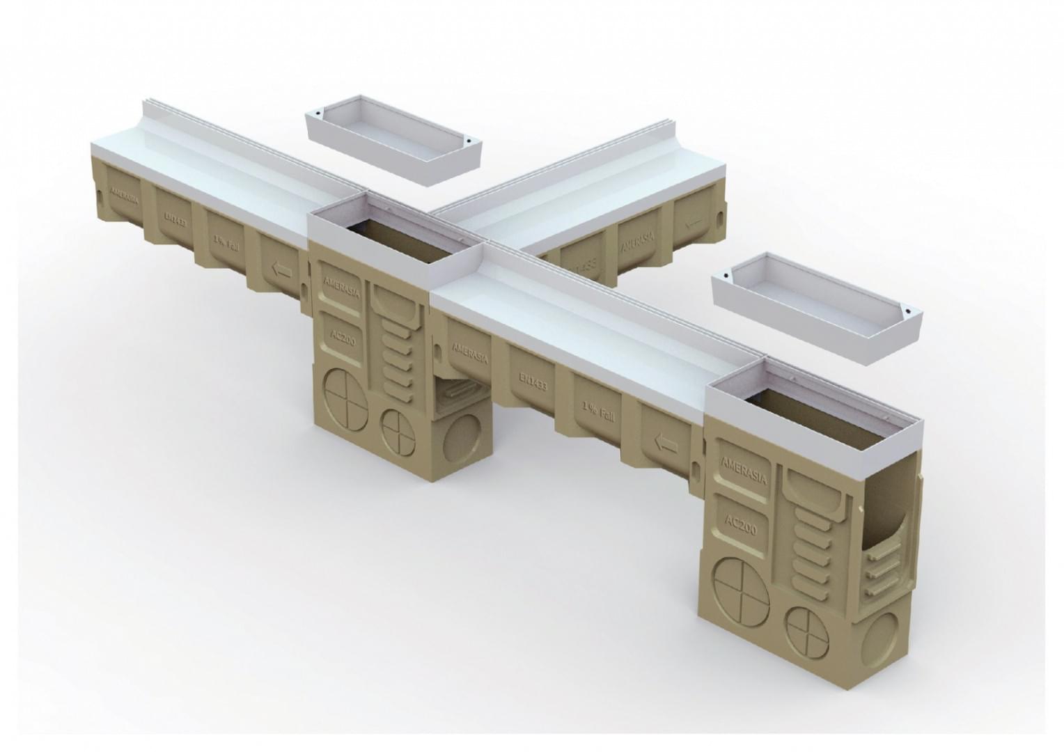 Precast polymer concrete slot drain channel with 1% fall from PMS Engineering