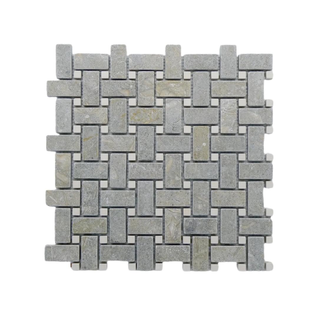 Bardiglio Marble Herringbone Mosaic from Graystone Tiles & Design Studio