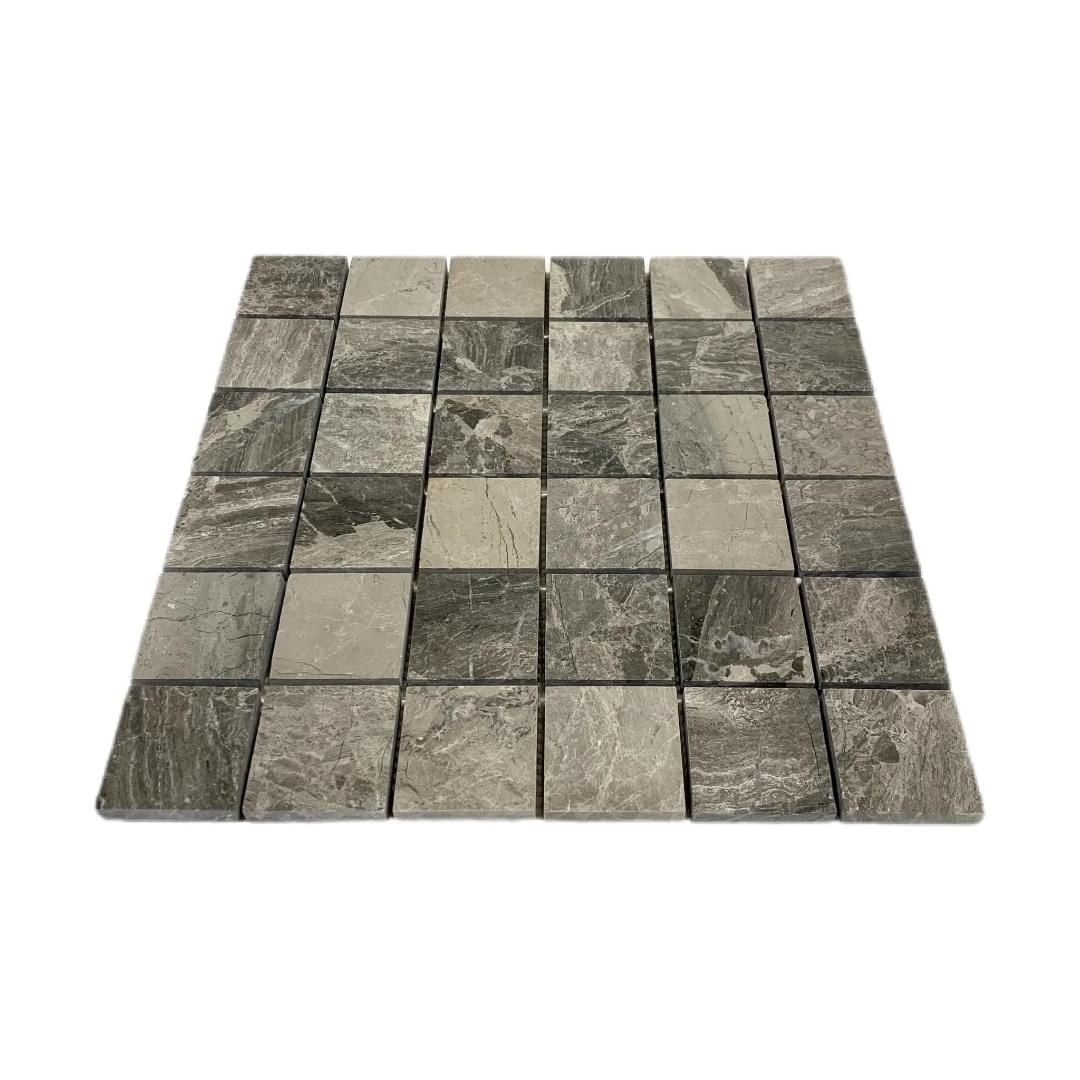 Soma Grey Marble Square Mosaic from Graystone Tiles & Design Studio
