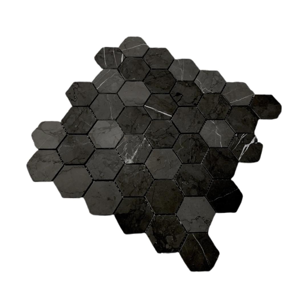 Pietra Grey Hexagon Mosaic from Graystone Tiles & Design Studio