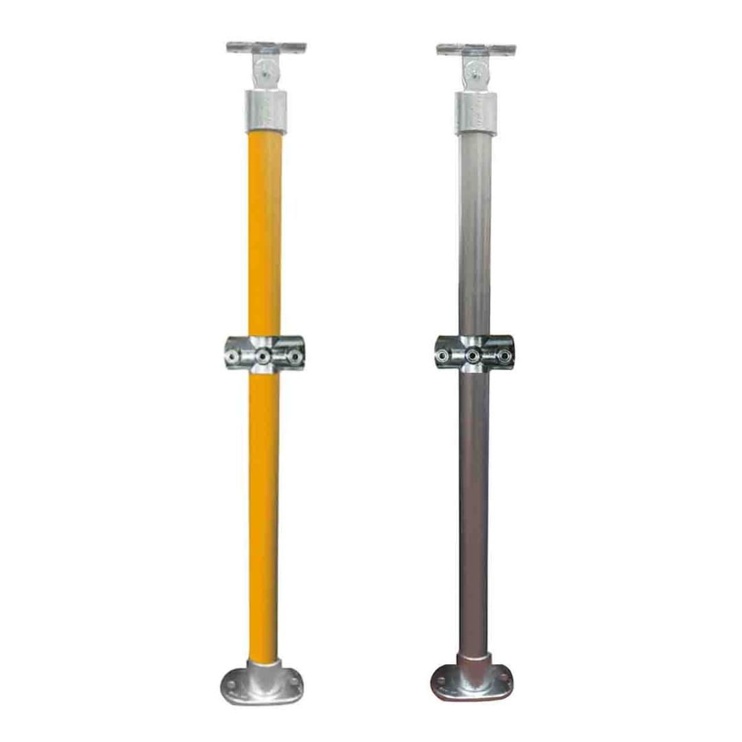 DDA Stanchion - Straight Base Plate w/Mid Rail - Galvanised Or Yellow from Safety Xpress