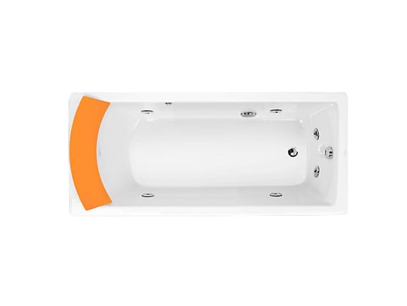 Biove 1.7m Drop-in Cast Iron Whirlpool Bath with Orange Bath Pillow - K-8279T-1P-0 from KOHLER