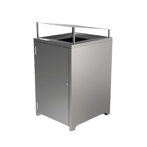 Athens Bin Enclosure - Stainless Steel Base & SS Sloping Cover from Astra Street Furniture