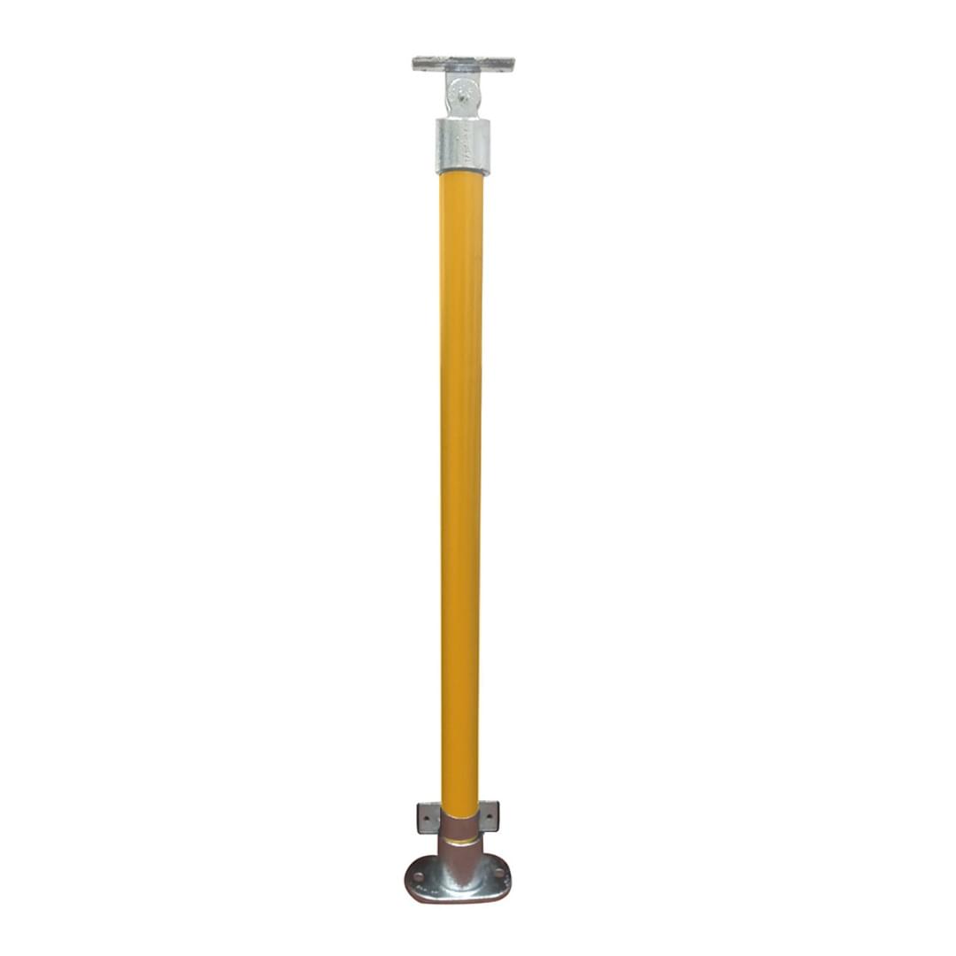 DDA Stanchion Straight Base Fixing Plate - w/Kick Panel Att. Bracket - Galvanised Or Yellow from Safety Xpress