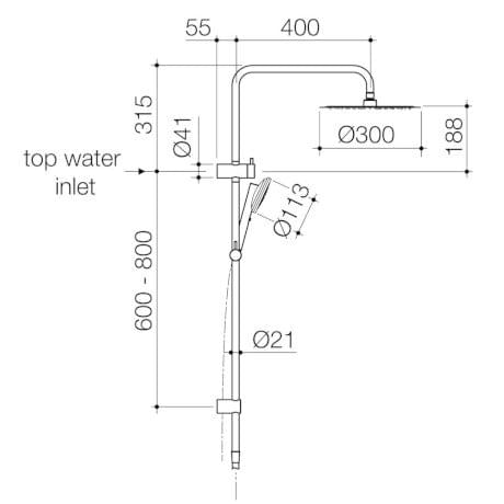 Urbane II Rail Shower with 300mm Overhead - 99630C3A / 99630B3A / 99630GM3A / 99630BB3A / 99630BN3A from Caroma