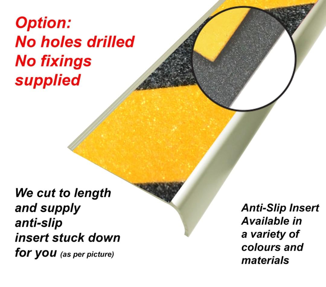 Aluminium Stair Nosing - Carborundum Super Anti Slip Insert - Black/Yellow OR Red/White - 75mmx30mm - Sold Per Metre from Safety Xpress