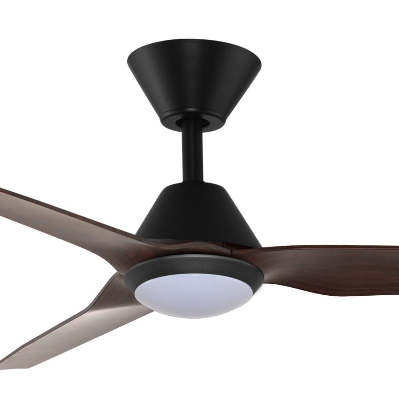 Fanco Infinity-ID DC Ceiling Fan SMART/Remote with Dimmable CCT LED Light – Black with Dark Spotted Gum Blades 48″ from Universal Fans x Fanco