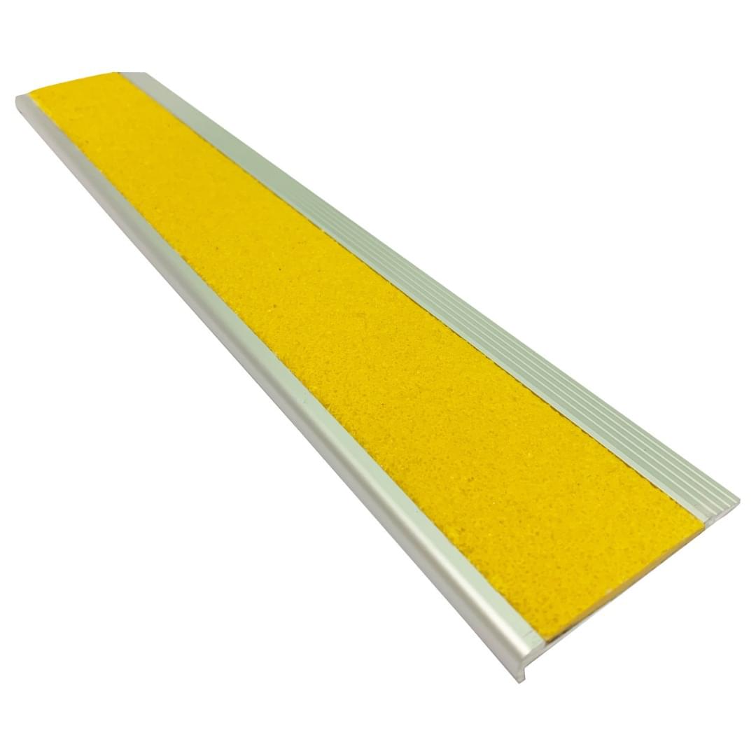 Aluminium Stair Nosing w/ Tough Fibreglass Anti Slip Insert 75mmx10mm - Yellow OR Black Per Metre from Safety Xpress