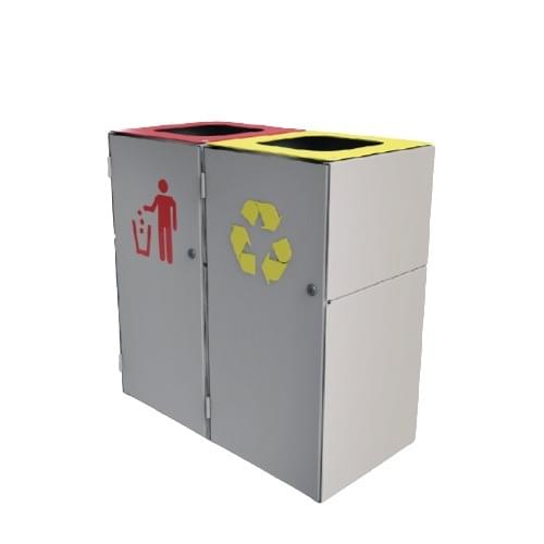 Prague Dual 60L Bin Covered Top - APO Grey from Astra Street Furniture