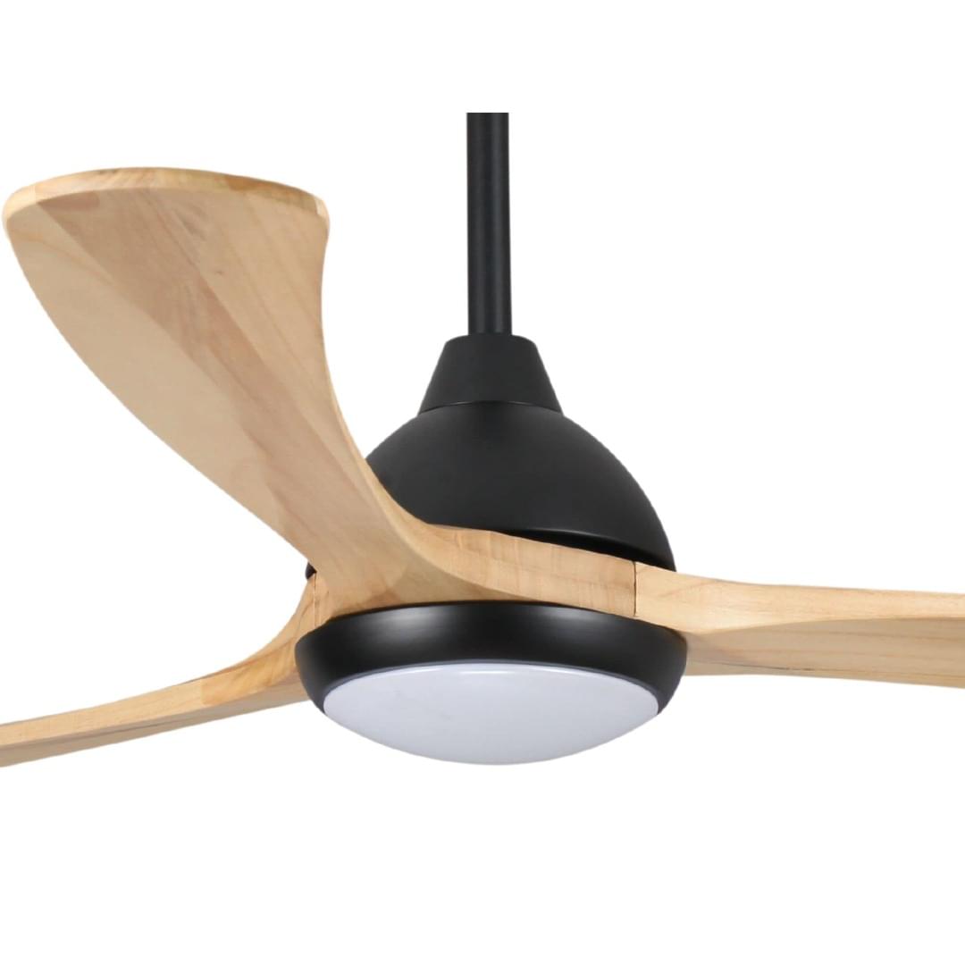 Fanco Sanctuary DC Ceiling Fan with LED Light – Black with Natural Blades 52″ from Universal Fans x Fanco