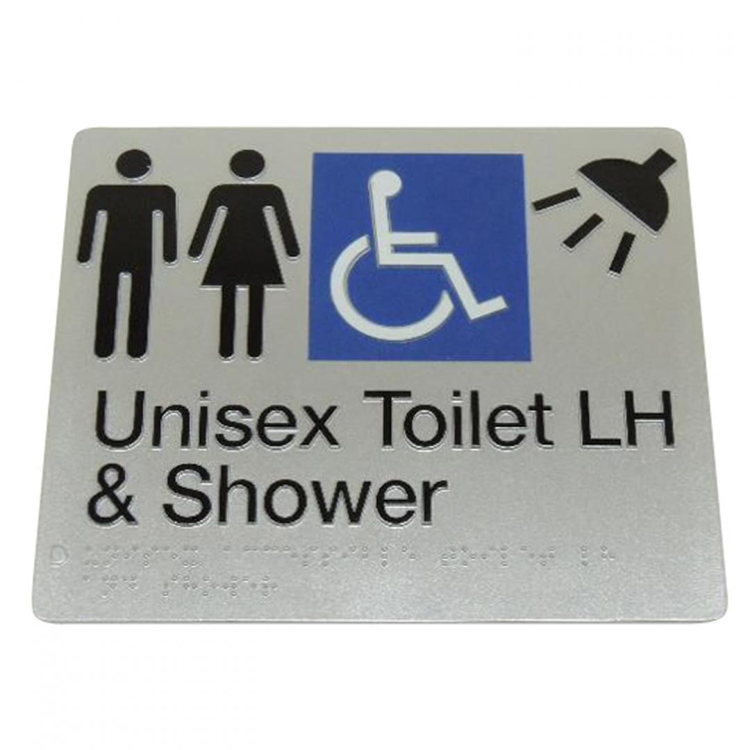 Unisex toilet and shower sign accessible 975-MFDTS-LH-S from Bradley Australia