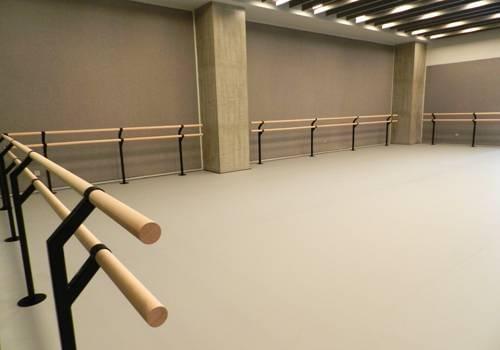 Floor-mounted Double Retro-fit Ballet Barre Bracket from Australian Harlequin