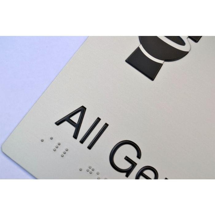 All Gender Toilet Anodised Aluminium Braille Sign from Britex