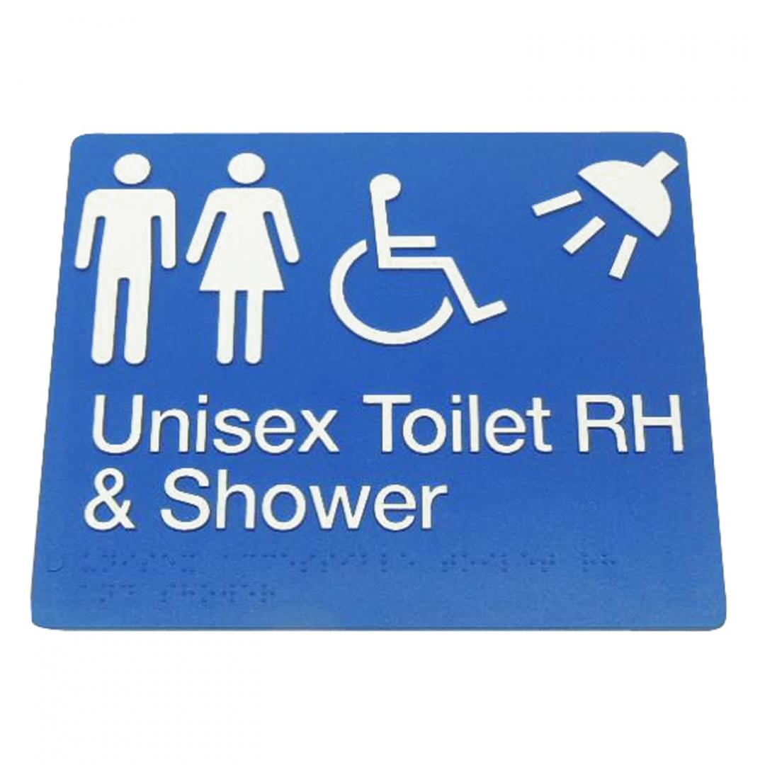 Unisex toilet and shower sign accessible 975-MFDTS-RH-B from Bradley Australia
