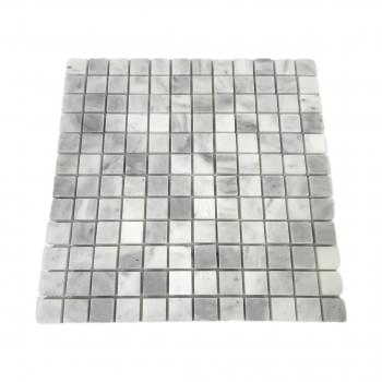 Imperial White Marble Small Square Honed Mosaic from Graystone Tiles & Design Studio