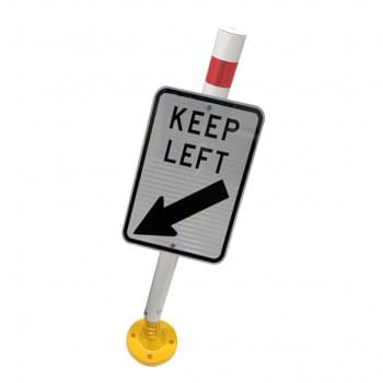 Keep Left Sign Kit with Flexible Sign Post and Brackets