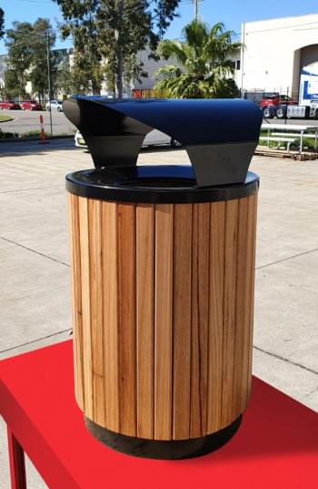 London Bin Covered Top - Mixed Blonde (Powder Coated Black) from Astra Street Furniture
