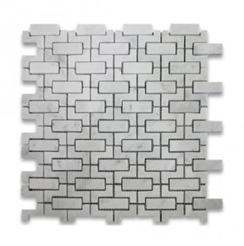 Carrara Fretwork Honed Mosaic from Graystone Tiles & Design Studio