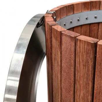 London Bin - Wood Grain Aluminium - Blonde Oak (Stainless Steel) from Astra Street Furniture