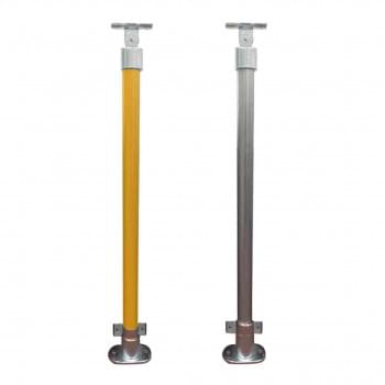 DDA Stanchion Straight Base Fixing Plate - w/Kick Panel Att. Bracket - Galvanised Or Yellow from Safety Xpress