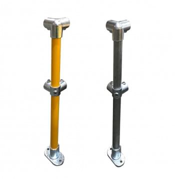 Ezyrail - Corner stanchion w/ Base Fixing Plate - Galvanised Or Yellow