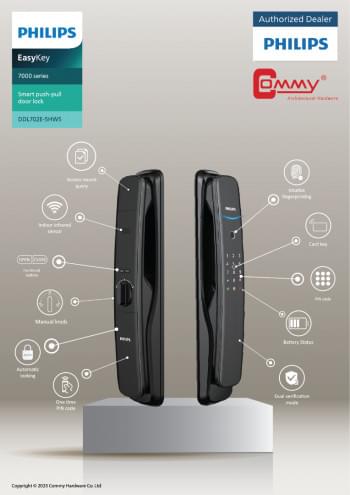 Philips Easykey 702E-Smart push-pull door lock from Commy