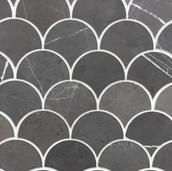 Pietra Grey Fan Honed Mosaic from Graystone Tiles & Design Studio