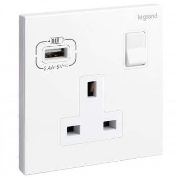 British standard sockets outlets 13 A with USB charger Type A from Legrand